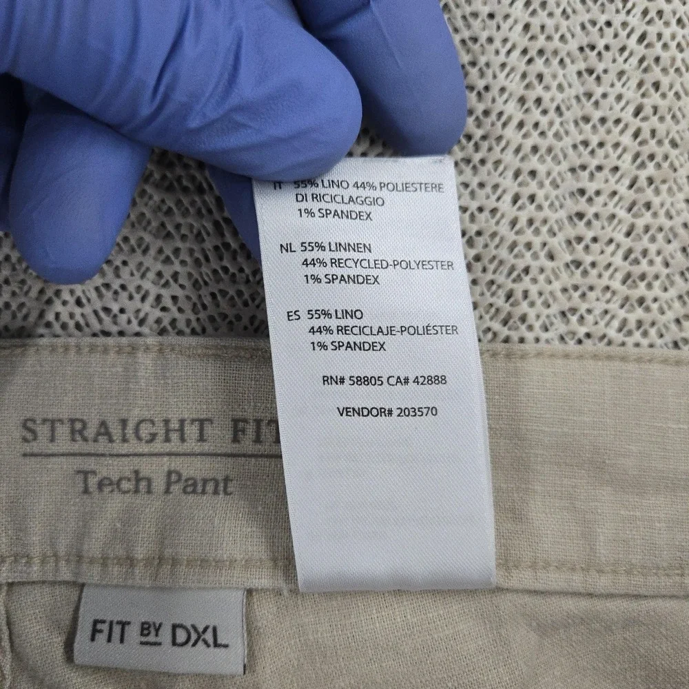 Oak Hill Tech Pants Mens 42x28 Beige Linen Blend Chino Regular Fit Stretch